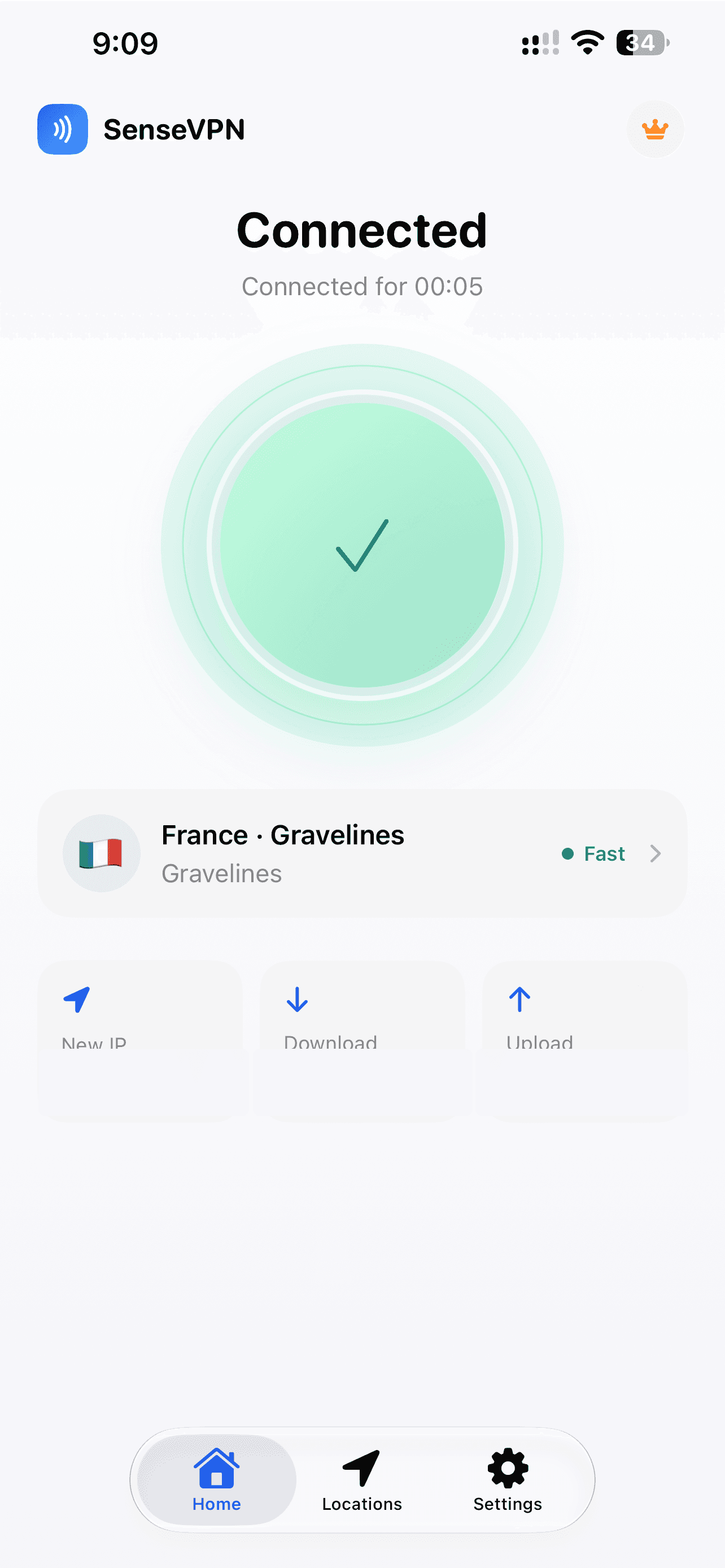 SenseVPN connected to France.